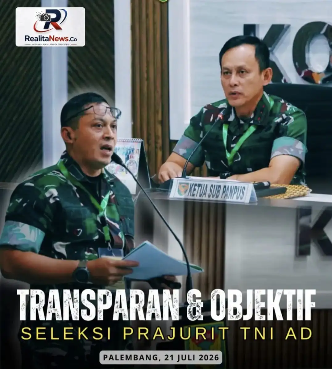 Kodam II/Sriwijaya Buka Seleksi Caba dan Cata PK TNI AD Gelombang III TA 2026 Secara Transparan dan Objektif