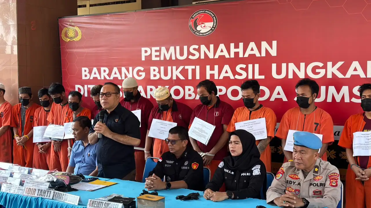 Narkotika Senilai Rp1,65 Miliar Dimusnahkan, Polda Sumsel Perkuat Perang terhadap Narkoba