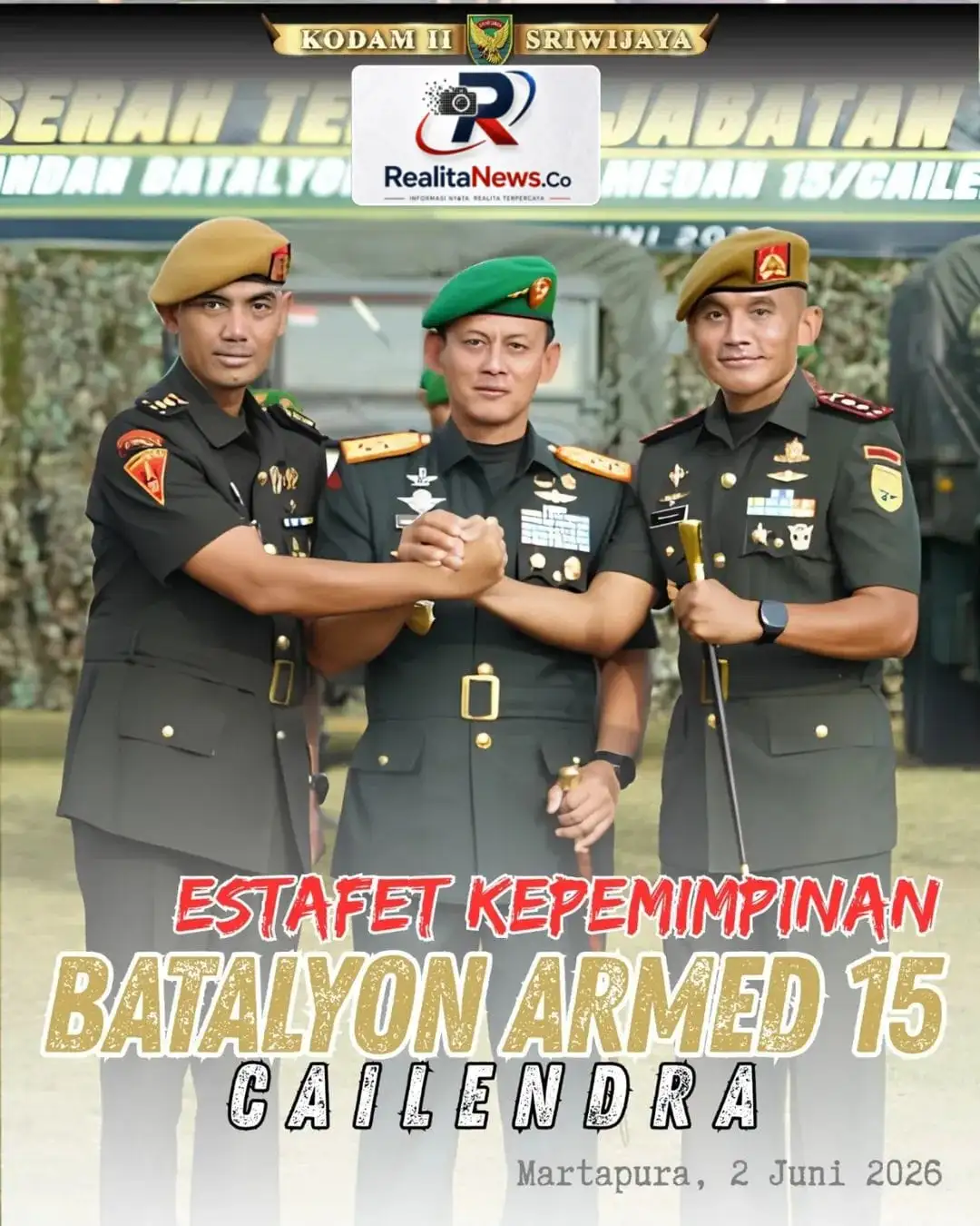 Pangdam II/Sriwijaya Pimpin Upacara Sertijab Danyonarmed 15/Cailendra di OKU Timur
