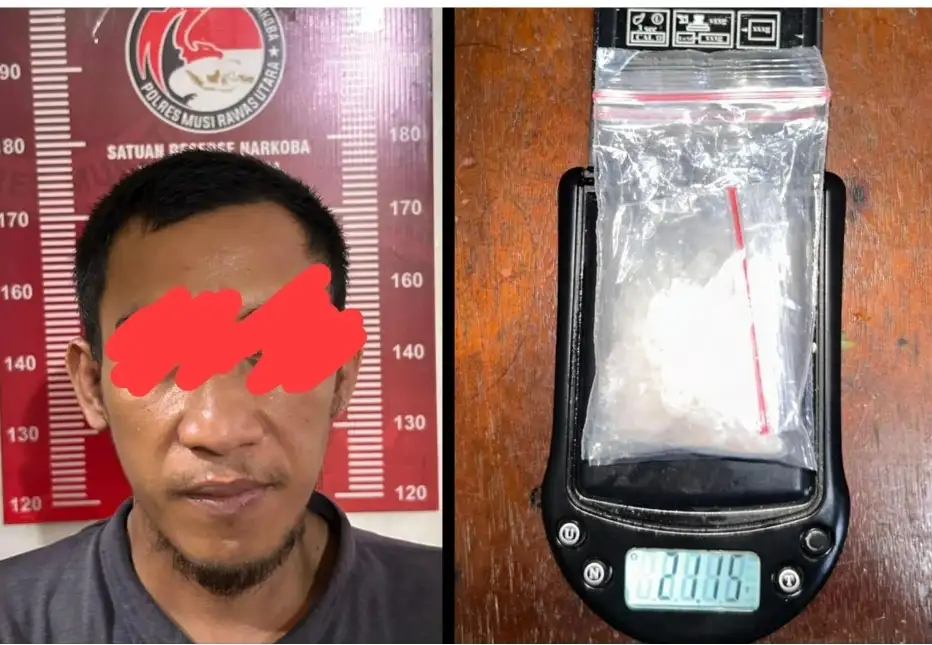 Sat Res Narkoba Polres Muratara Tangkap Kurir Sabu 21 Gram di Jembatan Desa Maur Baru 