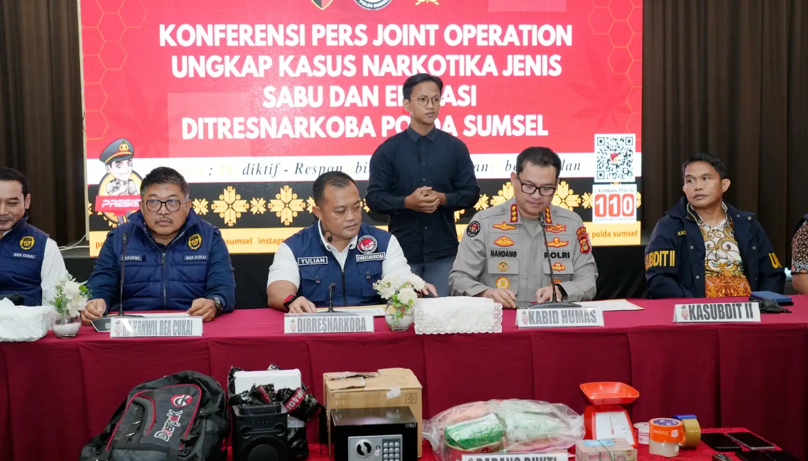 Joint Operation Polda Sumsel dan Bea Cukai Putus Jalur Narkoba Tambang, 11.443 Ekstasi dan 1,3 Kg Sabu Disita